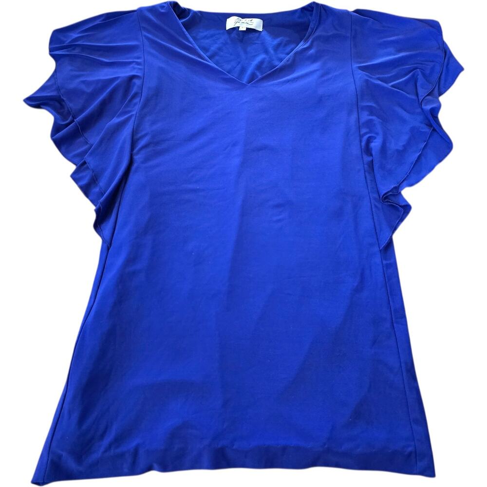 BADGLEY MISCHKA V-neck Ruffle Shift Indigo Purple Dress SZ L
